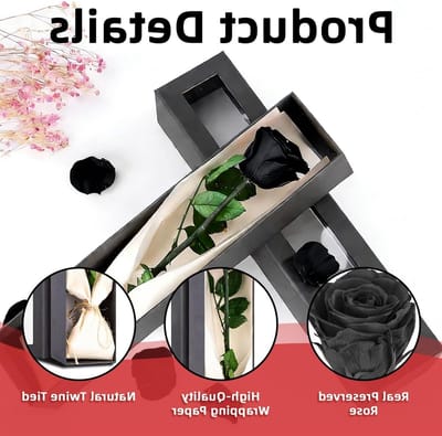 Zwarte Bewaarde Roos in Elegante Cadeaubox, Tijdloze Roos als Romantisch Geschenk voor Vrouwen, Perfect voor Valentijnsdag en Moederdag