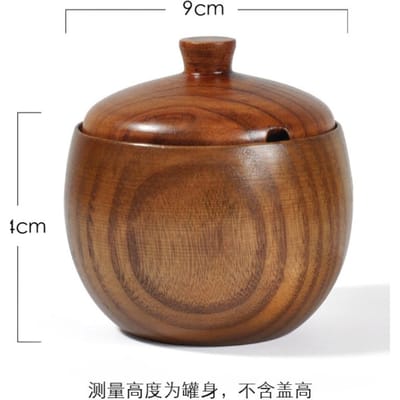Kruidenpot van massief hout Creatieve fles en Retro Keukengereedschap Zoutstrooier met deksel brown