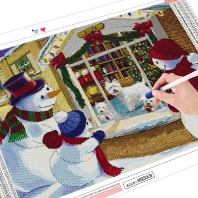 Volledige vierkante diamanten schilderij sneeuwpop kruissteek nieuwe aankomst diamant borduurwerk cartoon mozaïek hond kerstcadeau kunst Full Square 20X30CM