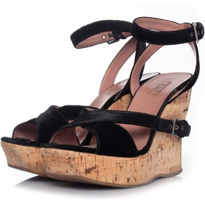 Alaia Cork wedge met zwart fluweel