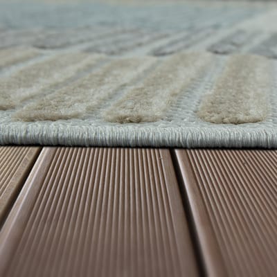 Binnen- en buitenkleed Stylo beige 120 cm rond