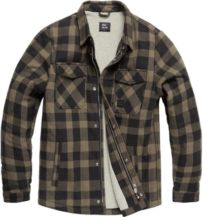 Vintage Industries Craft Heavyweight Sherpa Beige Check Jas Heren