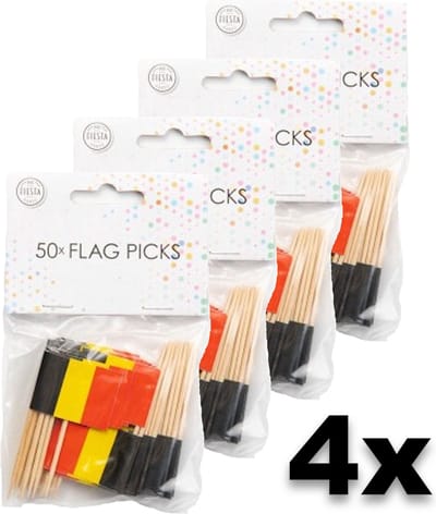4x Wefiesta Cocktailprikkers België 8 Cm Papier/hout 50 Stuks