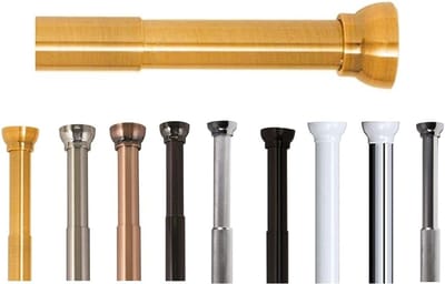 Famanu - Gouden telescoop douchegordijnstang 75-125 cm, verstelbaar, stevige grip zonder boren