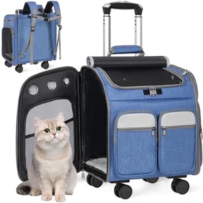 Multifunctionele Draagtas voor Katten en Kleine Honden met Wielen - Ademend en Handig