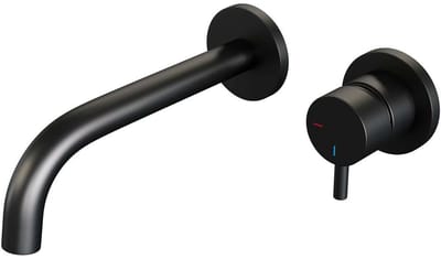 Brauer Black Edition Inbouw Wastafelmengkraan met Gebogen Uitloop en Rozetten Model B1 Mat Zwart