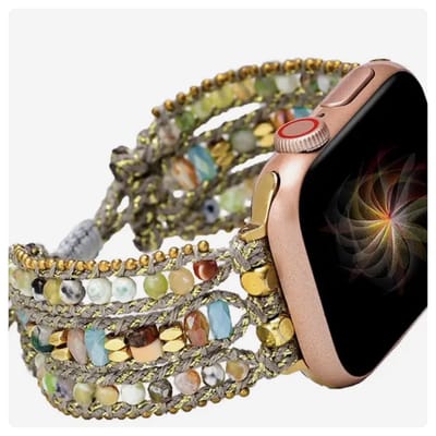 Applewatch horlogebandje Bohemian ibiza fijne glazen kraaltjes met geknoopte sluiting 42/44/45mm