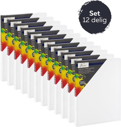 Schildersdoeken Set 12pcs - Formaat 30x40 cm - geschikt voor acryl-, olie- en aquarelverf - hoogwaardige kwaliteit canvas - perfect voor schilderijen op middelgroot formaat