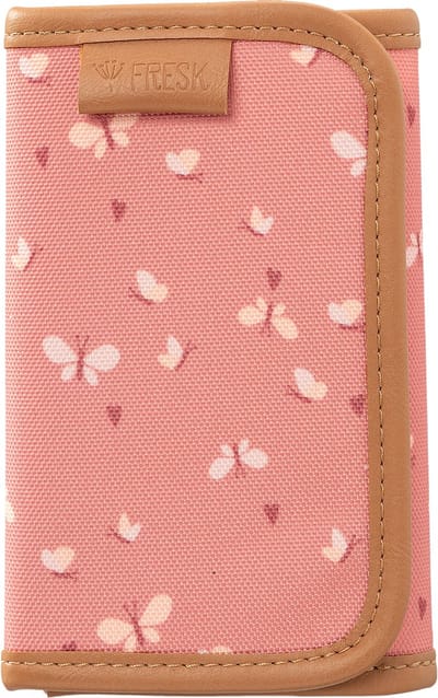 Fresk Portemonnee voor Meisjes – Billfold met Klittenbandsluiting – Pasjeshouder – Portefeuille Kinderen - Roze - Butterflies