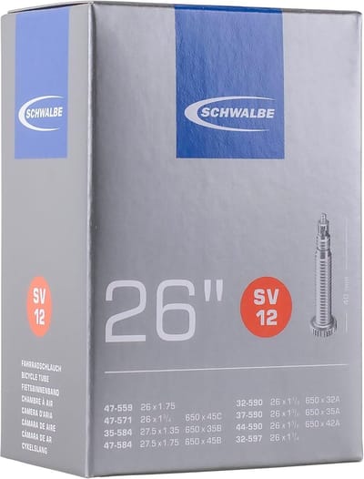 Binnenband - Fietsband - Wielrennen - 40mm ventiel - 26 x 1 1/8 inch - Zwart