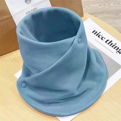 Écharpe de cou en polaire épaisse et chaude pour femme, écharpe en peluche, Double couche, anneau, automne et hiver bleu