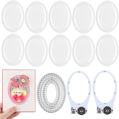 Creatieve 19-delige set met ovale halo verlichting voor DIY kerstkaarten en scrapbookdecoratie; zelfklevende lichtunits met warme gloed voor sfeervolle ambachten