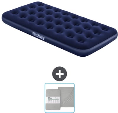Bestway luchtbed - 1-Persoons - 99 x 188 x 22 cm - Blauw - Inclusief en Hoeslaken