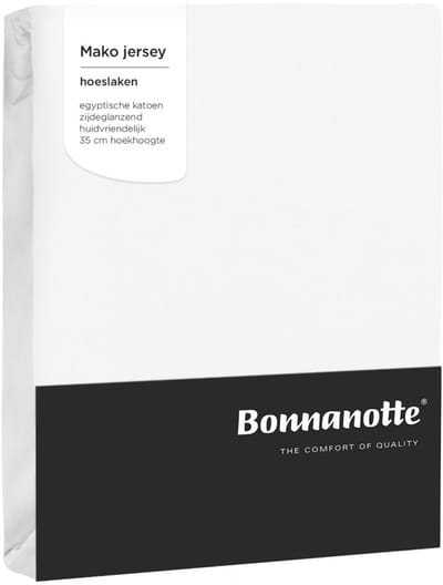Bonnanotte Mako Jersey WIT Hoeslaken | 100% Egyptisch katoen | 90/100 x 200/220 cm | Voor hoge matrassen