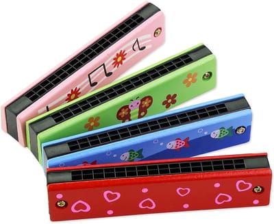 Houten Mondorgel - Educatieve Harmonica - Muziek Leren - Cartoon Patronen - 16 Gaten - Multicolor