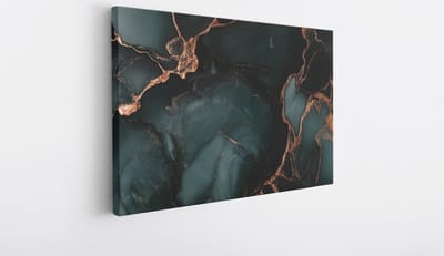 Saammp Canvas Schilderij - Groen - marmer - Abstracte wanddecoratie- 40x30 - Foto op canvas - Wanddecoratie - Muurdecoratie Woonkamer - Kantoor Decoratie