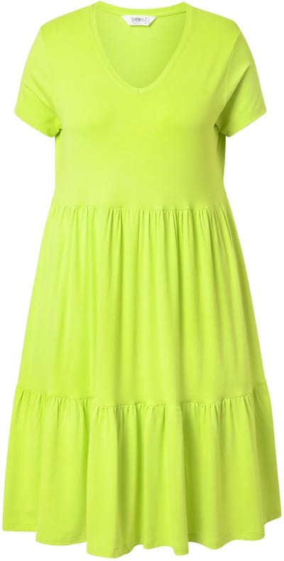 Angel of Style - Dames - Jersey jurk V-hals volants - Limoengroen - Maat 52
