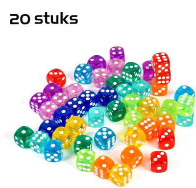 DW4Trading Transparante Gekleurde Dobbelstenen Set van 16 Stuks 14x14 mm Acrylmateriaal - Party Spellen