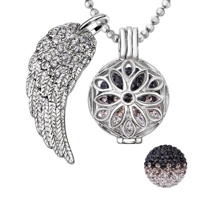 Engelenroeper 18mm Bolhouder met Ketting 90cm en Bolletje - Dames - Zilverkleurig Bloem - EBS18109