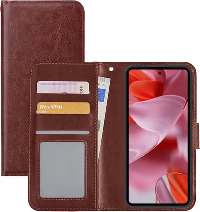 Hoesje - Met Pasjeshouder - Geschikt voor Google Pixel 10 - Luxe Bookcase Portemonee - Flip Case - Kunstleer Book Case - Flipcase - Book Cover - Walletcase - Portemonneehoes - Bruin