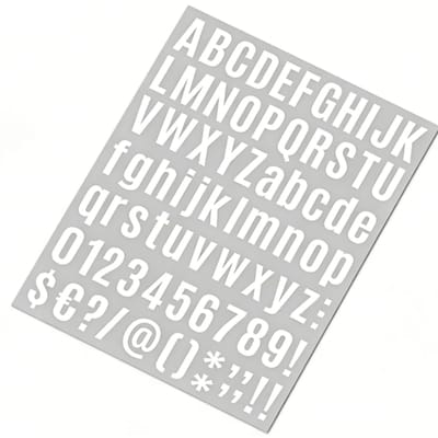 8 Vel Zelfklevende Letter- en Cijferstickers PVC Alfabetstickers Set Brievenbus Waterdichte Decals voor Deur Klaslokaal white