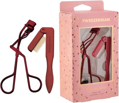 Tweezerman Vintage Rose Lash Gift Set – Limited Edition Wimperkruller & iLashcomb in Luxe Cadeauset – Roze Design voor Perfecte Wimpers – Inclusief Extra Silicone Pads – Must-have Beautytoolset
