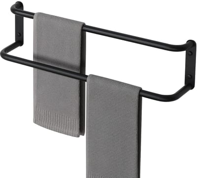 Dailygoods - Zwart Handdoekenrek - Dubbele Handdoekhouder voor Badkamer