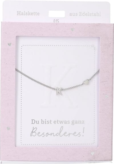 Depesche ketting zilver letter K met hartje - cadeau sieraden.