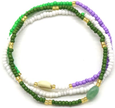 Enkelbandje - elastiek - multicolor - groen - paars - wit - accessoire - hip - tijdloos - zomer - strand - zon - vakantie - festival - dames - unisex