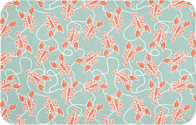 Badmat 80x50 cm - Antislip - Kreeft - Groen - Patroon - Badmatten voor badkamer - Badkamermat - Douchemat - Badkamer mat