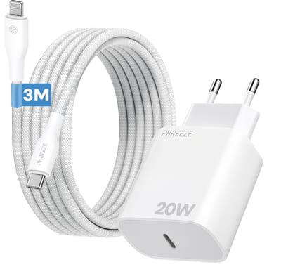 Usb C oplader geschikt voor iPhone 14 13 12 11 X 8 7 SE - 3 meter - 20w Power Delivery adapter met lange kabel