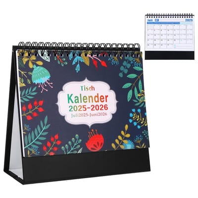 Dailygoods - Driehoekige tafelkalender van juli 2025 tot juni 2026, stabiele kalender 2025, met planner, tafelkalender 2026, maandplanner, Duitse kalender, date, kantoor, gadgets, maandkalender met kleurrijke