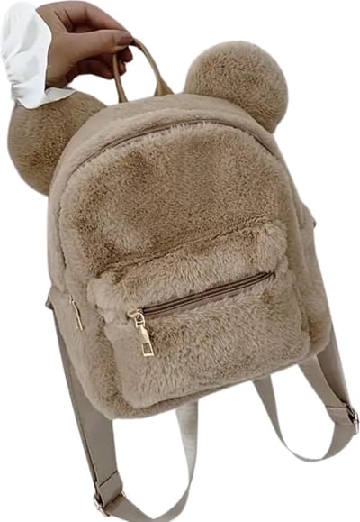 Livano Teddy Tas - Fluffy - Rugzak - Backpack - Schooltas - Dames - Heren - Meisje - Jongens - Beige