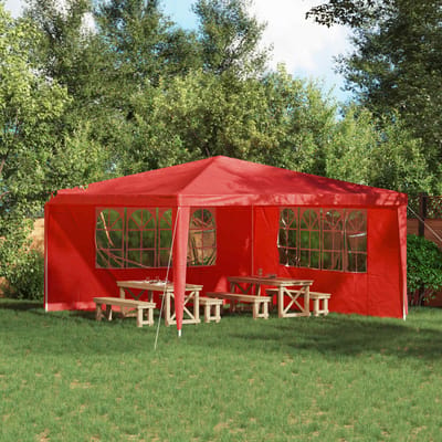 vidaXL - Party - Tent - Zijwand - 2 - st - 400 - x - 195 - cm - Rood - PE - en - staal
