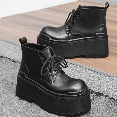 Gepersonaliseerde Nieuwe Niche Muffin Bodem Verhoogd 10CM Dikke Zool Mannen Grote Hoofd Versie Kort Platform Schoenen 43 gray