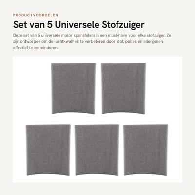 Dailygoods- Stofzuigerfilter Universeel - Motorfilter - Sponsfilter - Vervangingsonderdelen - 5 Stuks - Hoge Kwaliteit
