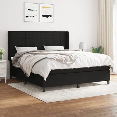 vidaXL - Boxspring - met - matras - stof - zwart - 160x200 - cm