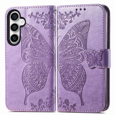 YPCd Bookcase geschikt voor Samsung Galaxy S23 FE - Vlinder Design - Portemonnee / Wallet Hoesje - Paars