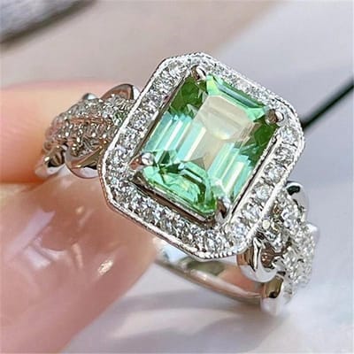 Sterling Groene Zirconia Vintage Ringen voor Dames Modern Ontwerp Luxe Dames Accessoires Feest Dagelijkse Slijtage Statement Sieraden 9 white