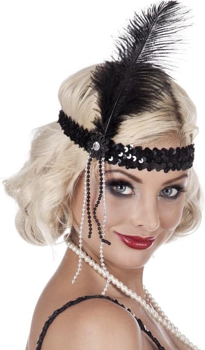 24 stuks: Hoofdband Flapper - zwart