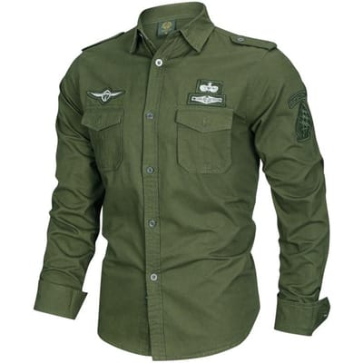 Nieuwe Stijl Militaire Fans Casual Single-breasted Tactisch Shirt Shirt met Lange Mouwen Werkstijl Training Heren Shirt M black
