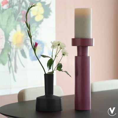 Vaas - Kandelaar | Camiri | Black - Zwart | Ø15 x H20 cm