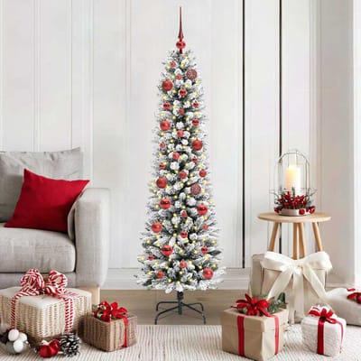 vidaXL - Kunstkerstboom - Wit - 150 - cm - PVC - en - Metaal - en - Plastic