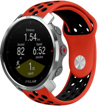 Strap-it Siliconen sport bandje - geschikt voor Polar Grit X / Grit X Pro / Vantage M / M2 / M3 / V3 - rood/zwart