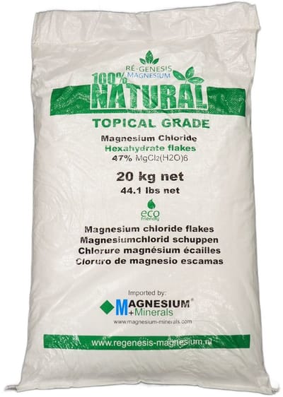 Magnesium vlokken – 20 kg – Magnesium Badzout – voor Voetbad en Ligbad - Topical Grade Kwaliteit van Regenesis magnesium – 100% natuurlijk - Magnesium Badkristallen Voetenbad – Magnesium Chloride Voetbadzout - Spieren & Zenuwstelsel en Slaap