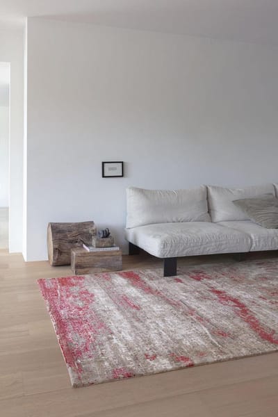 LIGNE PURE Legacy – vloerkleed – tapijt – Handgeweven – wol – eco – vintage – Grijs Roze Rood - 140x200