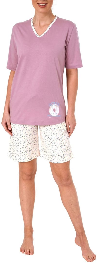 Leuke dames pyjama pyjama korte mouw met donut als motief - 63863