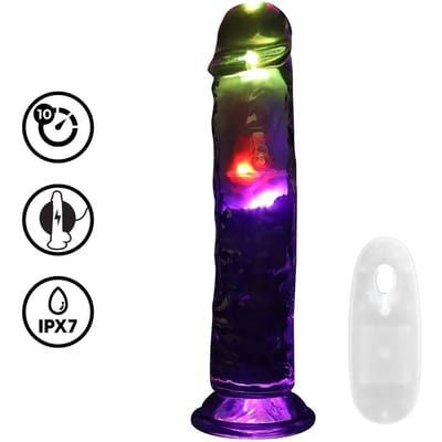 RealRock - LED Realistische Rechte Vibrator 20 cm en Zuignap