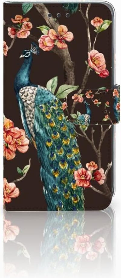 Apple iPhone Xr Telefoonhoesje met Pasjes Pauw met Bloemen