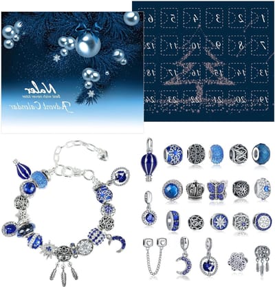 24-Delige Adventskalender met Hangers en Armband voor Kerstmis - Glazen Kralen, Sieraden en Decoratie